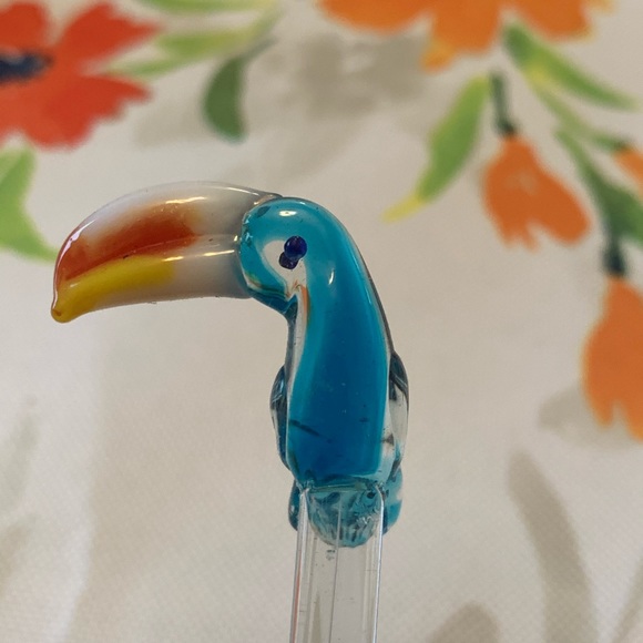 NWT Glass Toucan Swizzle Sticks-10 in a set. - Picture 3 of 5
